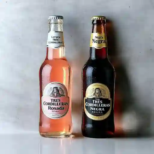 Cerveza Tres Cordilleras Rosada, Negra 210 ml