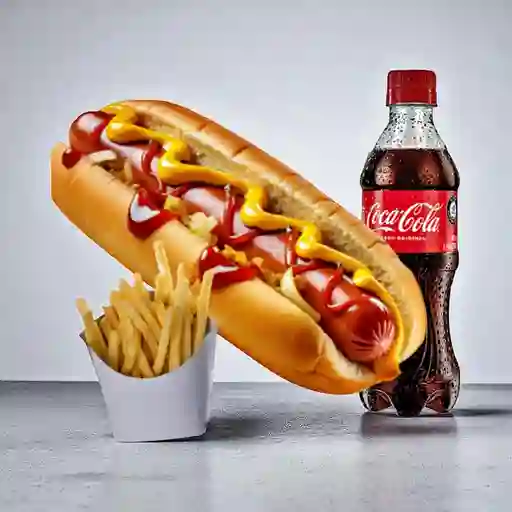 Hot dog americano+ papas+ gaseosa