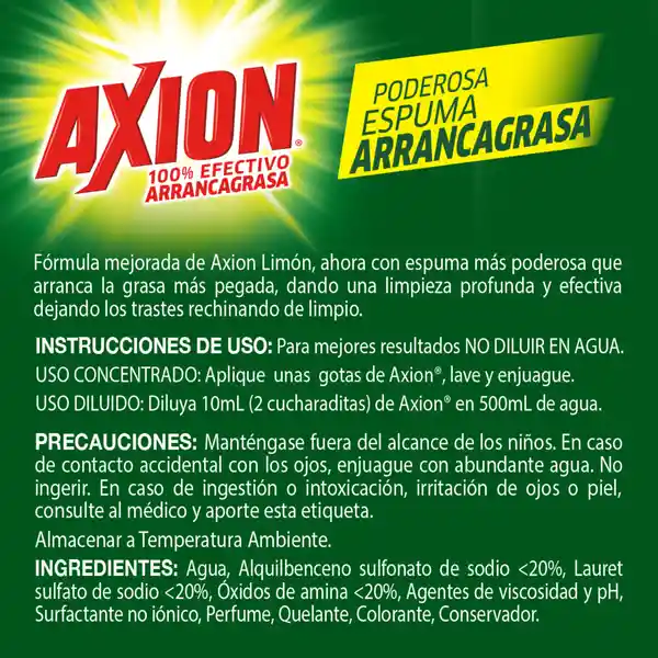 Lavaplatos Liquido Axion Limon 1.1L