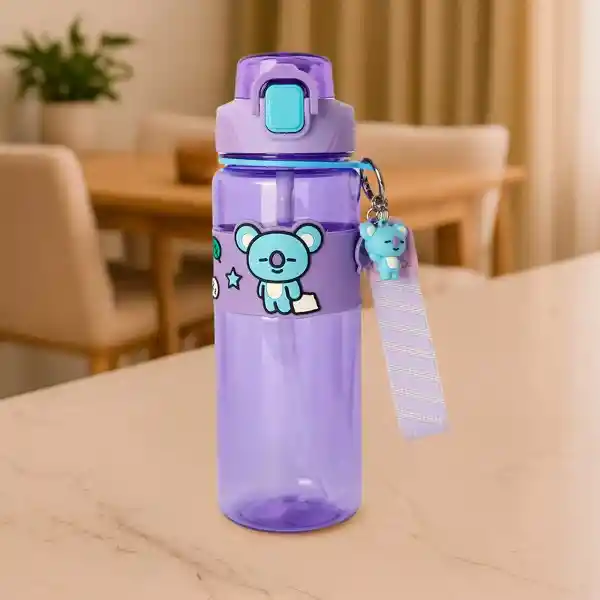 Botella Con Correa y Funda Serie Koya Morado 800 mL Bt21 Miniso