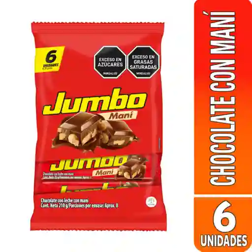 Chocolatina Jumbo Maní 6 Unidades X 35g