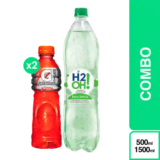 Combo Gatorade Fruta Tropicales 500 mL + H2Oh Limon Lima 1.5L