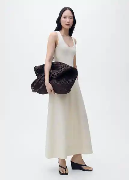 Vestido Valvi Crudo Talla S Mujer Mango