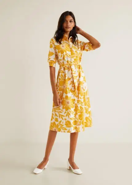 Vestido Capri H Amarillo Talla S Mujer Mango