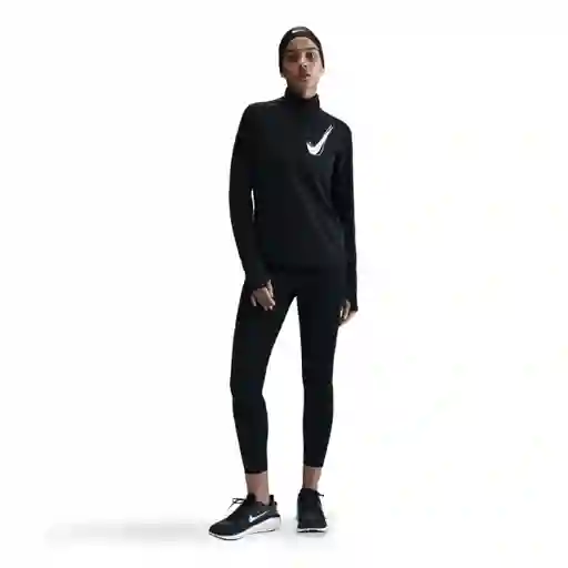 Nike Camiseta W Swsh Hbr Hz Mid Manga Larga Mujer Negro Talla L