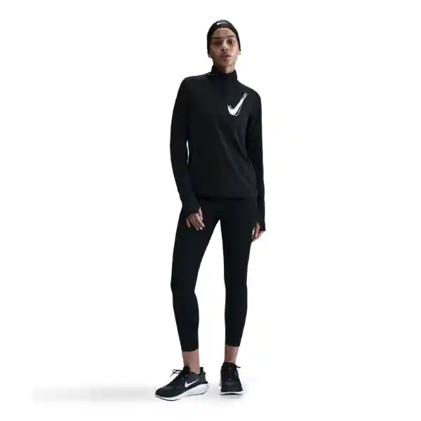 Nike Camiseta W Swsh Hbr Hz Mid Manga Larga Mujer Negro Talla L