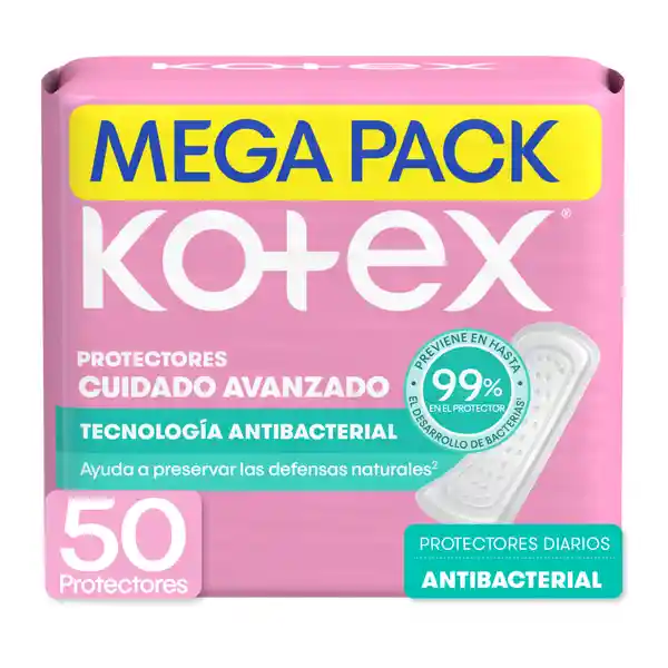Protector Cuidado Avanzado Kotex Antibacterial 50 Und