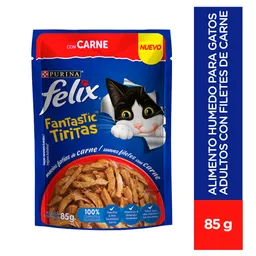 Felix Alimento Húmedo para Gatos Adultos Fantastic Tiras de Carne