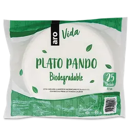 Plato Pando Vida Biodegradable 23 cm Aro