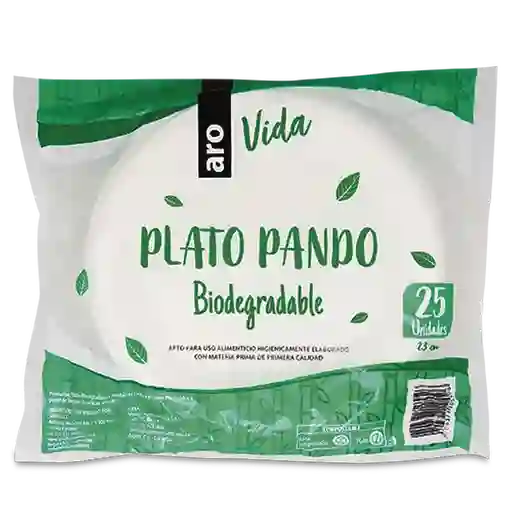 Plato Pando Vida Biodegradable 23 cm Aro