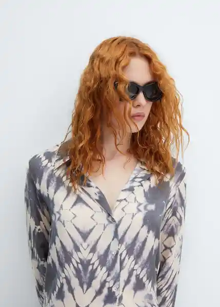 Camisa Prisma Malva Talla S Mujer Mango