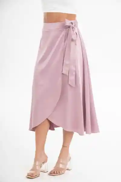 Regged Falda Wrap Sateen Color Rosado Palo de Rosa Talla 10