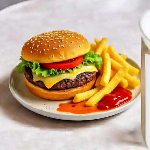 Hamburguesa Especial De La Casa + Papas