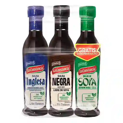 La Constancia Salsa Inglesa + Salsa Negra + Gratis Salsa Soya
