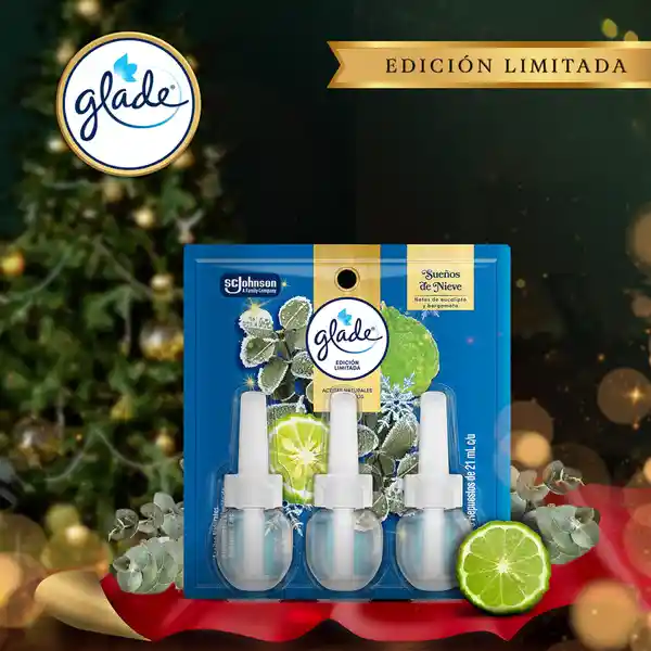 Glade Ambientador Aceites Naturales Sueños de Nieve 3 x 21 mL