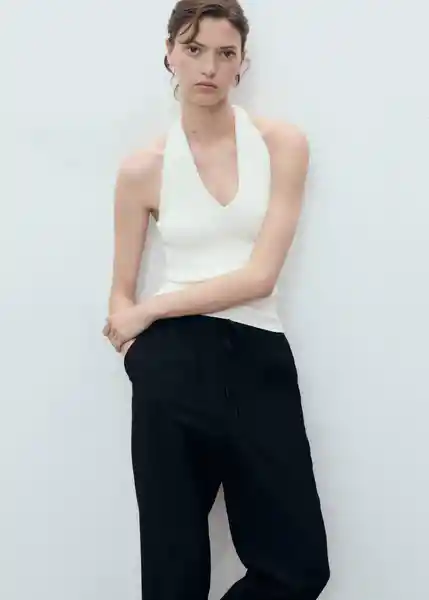 Pantalón Fluido Negro Talla XS Mujer Mango