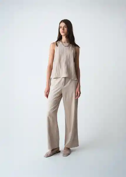 Pantalón Mujer Café Merengue Medio Talla 10 533G083 Naf Naf