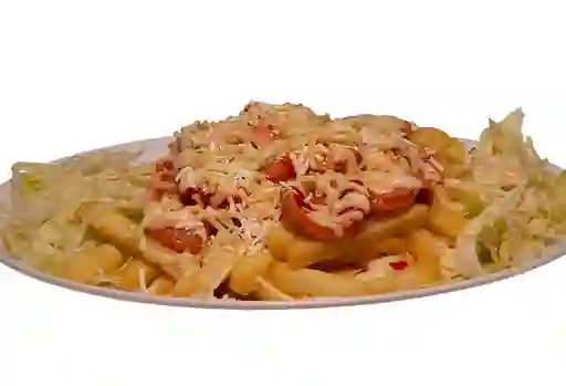 Salchipapa Suiza