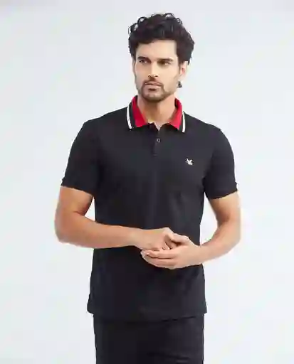 Camiseta Contrast Neck Polo Negro Sombrío Talla M Chevignon