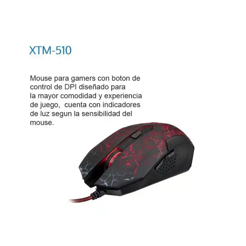 Xtech Mouse Gamer Xtm-510 2400Dpi Led 3D Gaming 6 Botones