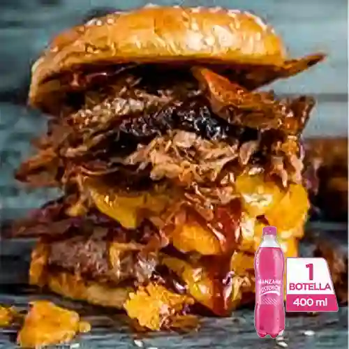 Hamburguesa Costillas BBQ +Postobón Manzana 400ml