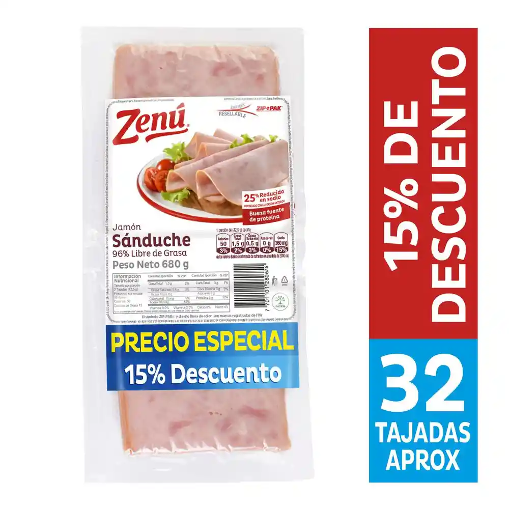 Zenú Jamón de Cerdo Tipo Sanduche