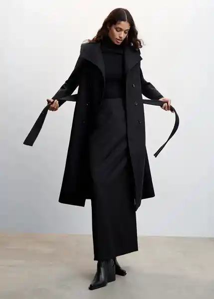Abrigo Sirenita Negro Talla 27 Mujer Mango
