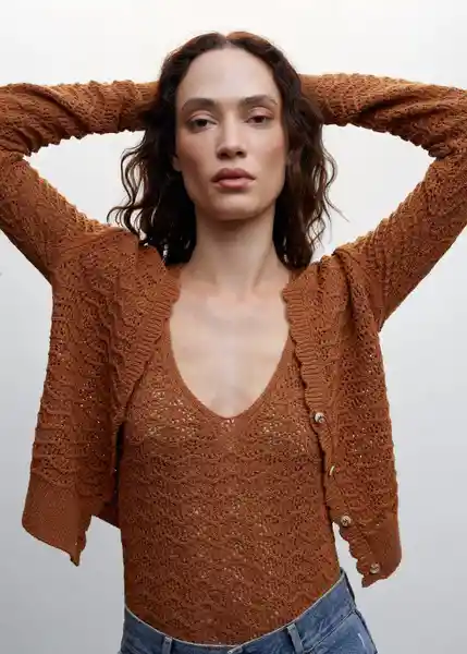 Cárdigan Sito Terracota Talla XL Mujer Mango