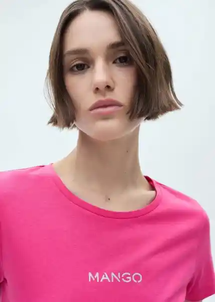 Camiseta Mango Log-H Fucsia Talla L Mujer Mango