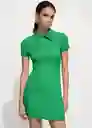 Vestido Trama Verde Talla M Mujer Mango