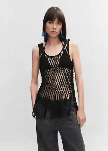 Top Sarea Negro Talla L Mujer Mango