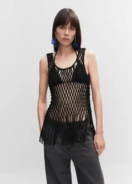 Top Sarea Negro Talla L Mujer Mango