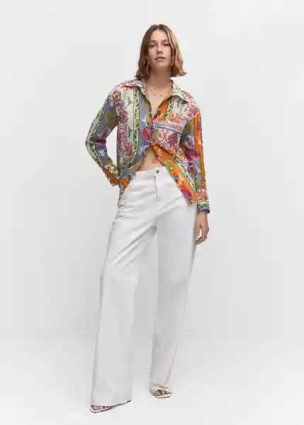 Camisa Claire Offwhite Talla L Mujer Mango