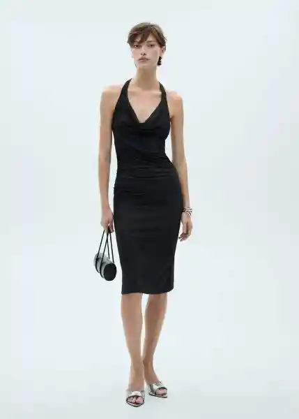 Vestido Elena Negro Talla L Mujer Mango