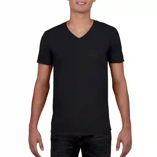 Gildan Camiseta Cuello V Ring Spun Suavizada Negro XL Ref. 64V00