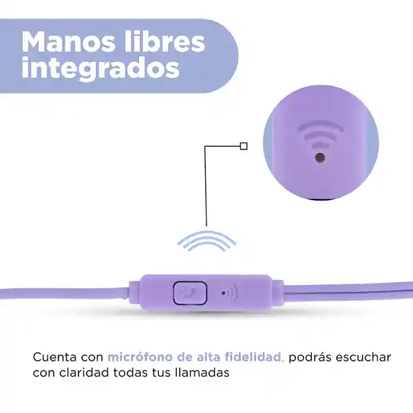 Audífonos Tipo C Micrófono Morado Mod 22E27 Miniso