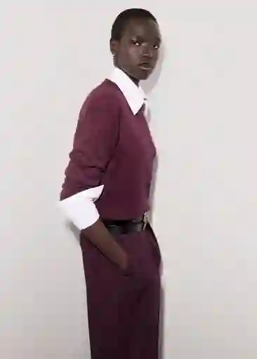 Saco Jersey Mili Vino Talla S Mujer Mango