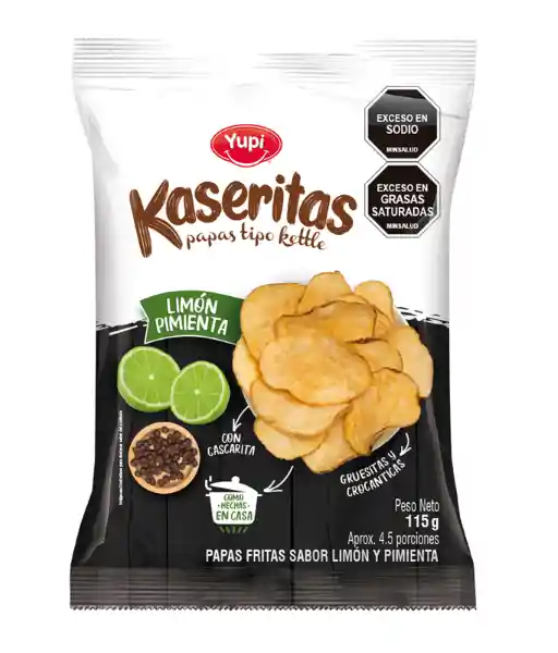 Yupi Snack de Papas Kaseritas Tipo Kettle Sabor Limón Pimienta