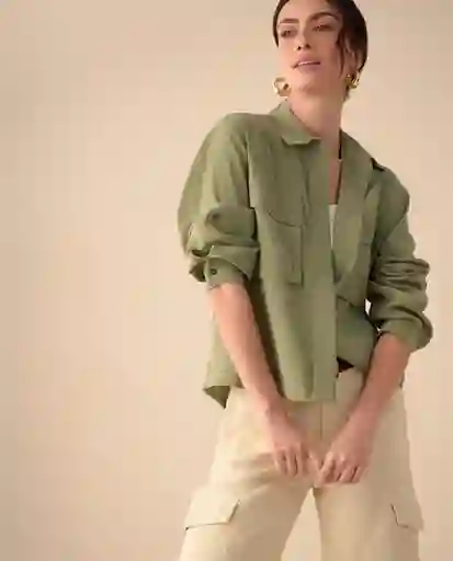 Camisa Verde Óleo Medio Talla M 611G033 Esprit
