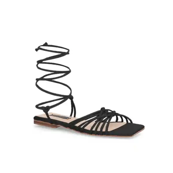 Sandalias Plana Flora Negro Talla 37