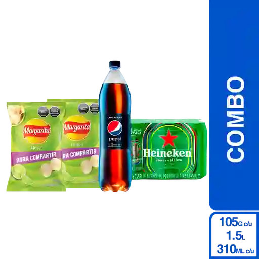 Combo Together Heineken + Pepsi Cero 1.5L + 2 Margarita Limon