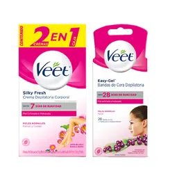 Veet For Men Crema Depilatoria Corp + Veet Banda Depilatoria Facial