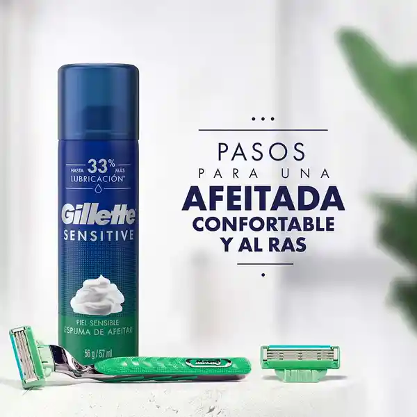 Gillette Irritation Protection kit de afeitado piel sensible rastrillo + 2 cartuchos + espuma