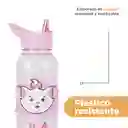 Vaso Plástico y Pitillo y Funda Marie Lilo Rosa 1000 mL Miniso