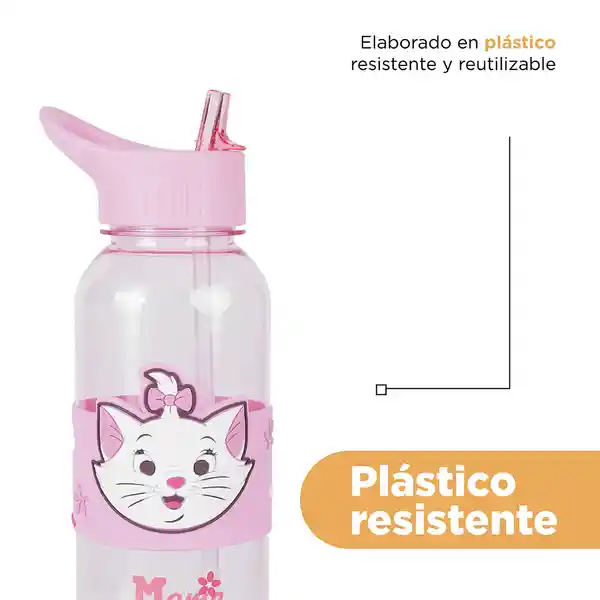 Vaso Plástico y Pitillo y Funda Marie Lilo Rosa 1000 mL Miniso