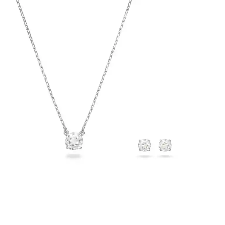 Swarovski Set Attract Round White Silver