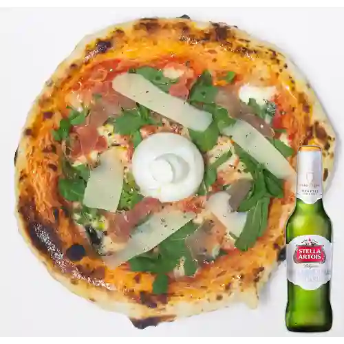 Combo Pizza Burrata + Cerveza Stella Artois Bot. 330ml