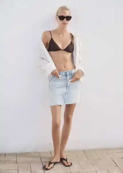 Falda Elena Tejano Claro Talla M Mujer Mango