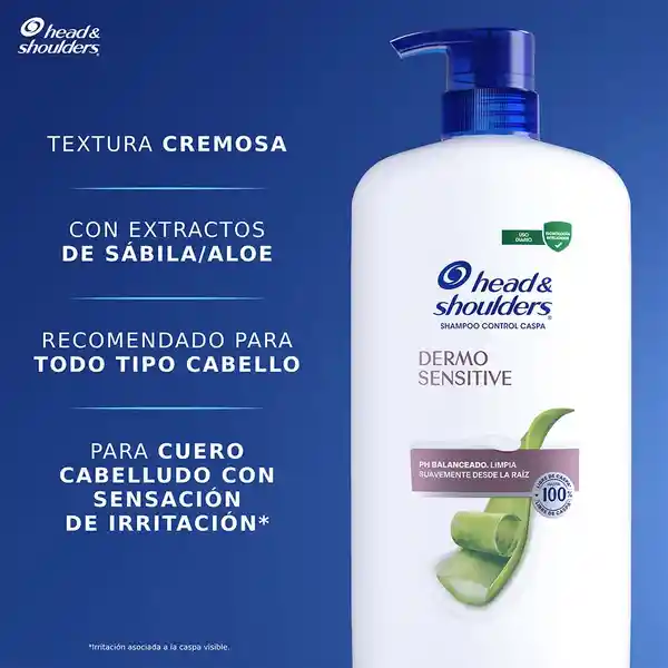 Shampoo Head Shoulders Dermo Sensitive Extractos de Sabila / Aloe Control Caspa Champu Head and Shoulders 1000 ml