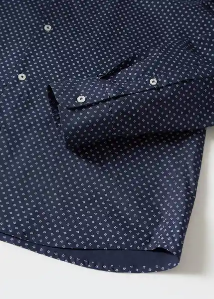 Camisa Aizon Navy Talla L Hombre Mango